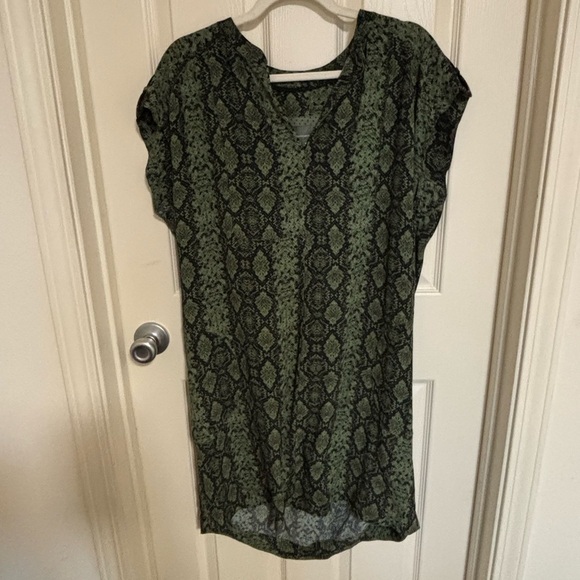 Anthropologie Rachel Tunic Dress Green Snake Print Shift | Size M - Picture 5 of 9